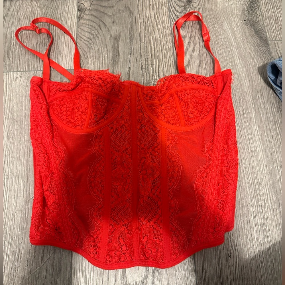 Red corset lace top